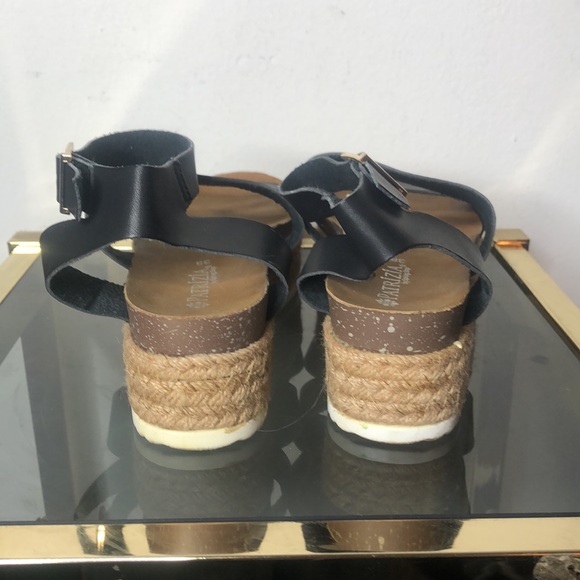 Anthropologie Spring step Patrizia 38 black strap platform sandals - Picture 4 of 9